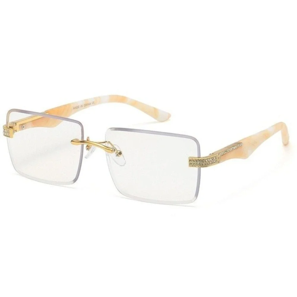 Women Fashion Sunglasses Rectangle Clear Lens Eyewear Classic Casual Office Look